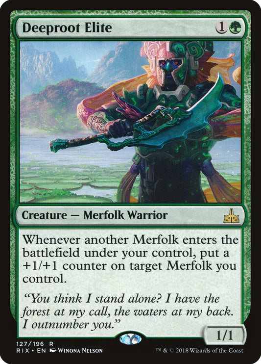 This Is An Image Of The Magic The Gathering Card Deeproot Elite From The Set The Lost Caverns of Ixalan Commander - Designed By Artist Winona Nelson