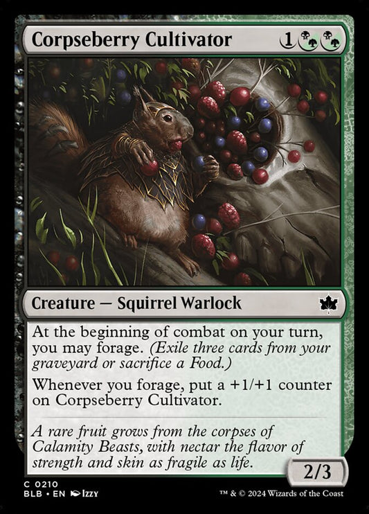 This Is An Image Of The Magic The Gathering Card Corpseberry Cultivator From The Set Bloomburrow - Designed By Artist Izzy