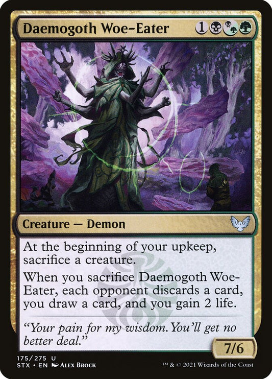 This Is An Image Of The Magic The Gathering Card Daemogoth Woe-Eater From The Set Strixhaven: School of Mages - Designed By Artist Alex Brock