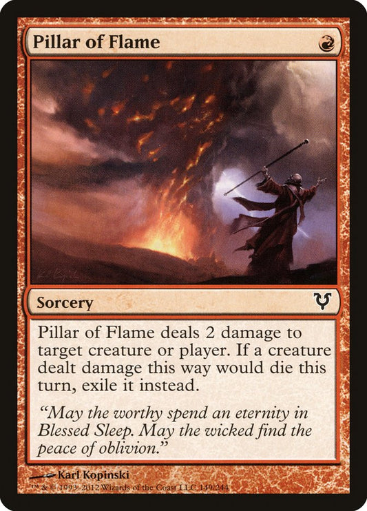 This Is An Image Of The Magic The Gathering Card Pillar of Flame From The Set Jumpstart - Designed By Artist Dave Kendall