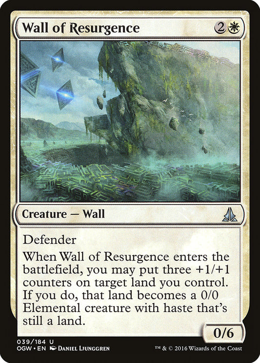 This Is An Image Of The Magic The Gathering Card Wall of Resurgence From The Set Oath of the Gatewatch - Designed By Artist Daniel Ljunggren