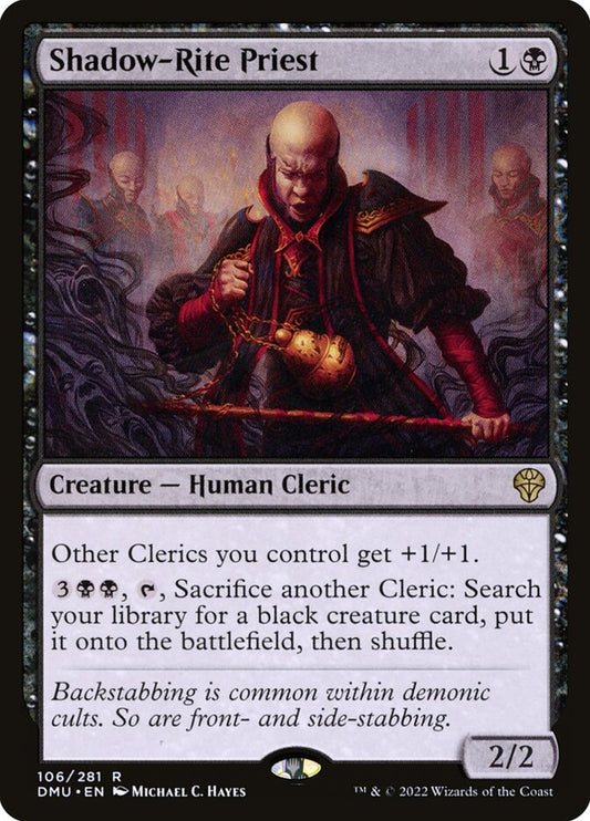 This Is An Image Of The Magic The Gathering Card Shadow-Rite Priest From The Set Dominaria United - Designed By Artist Michael C. Hayes