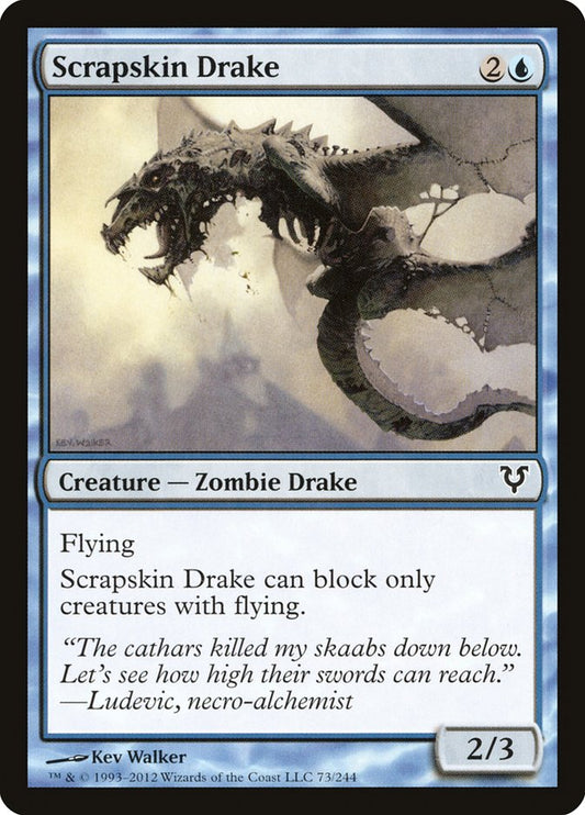 This Is An Image Of The Magic The Gathering Card Scrapskin Drake From The Set Duel Decks: Blessed vs. Cursed - Designed By Artist Kev Walker