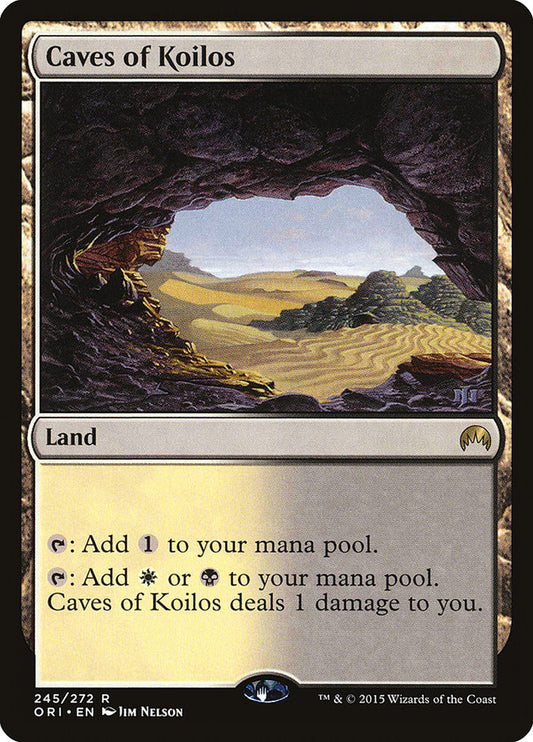 This Is An Image Of The Magic The Gathering Card Caves of Koilos From The Set Tarkir: Dragonstorm Commander - Designed By Artist Julian Kok Joon Wen