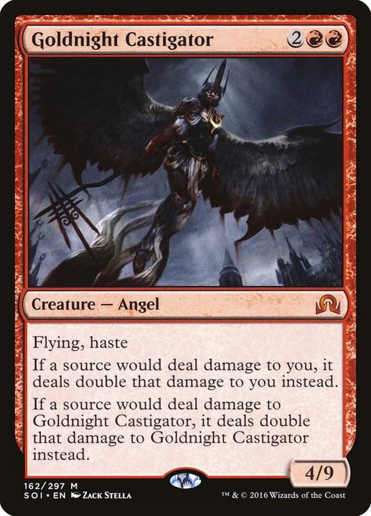 This Is An Image Of The Magic The Gathering Card Goldnight Castigator From The Set Shadows over Innistrad - Designed By Artist Zack Stella
