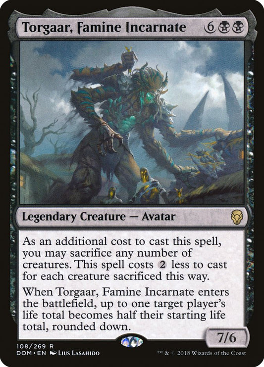 This Is An Image Of The Magic The Gathering Card Torgaar, Famine Incarnate From The Set Game Night 2019 - Designed By Artist Lius Lasahido