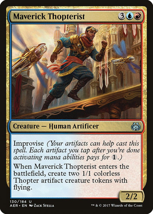 This Is An Image Of The Magic The Gathering Card Maverick Thopterist From The Set Commander 2018 - Designed By Artist Zack Stella
