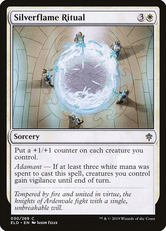 This Is An Image Of The Magic The Gathering Card Silverflame Ritual From The Set Throne of Eldraine - Designed By Artist Jason Felix