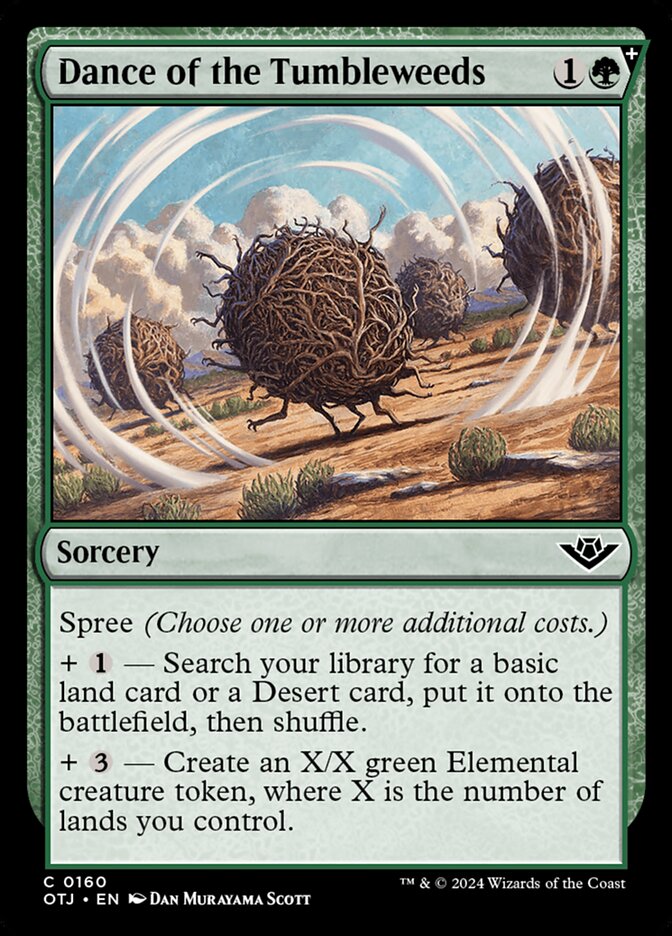 This Is An Image Of The Magic The Gathering Card Dance of the Tumbleweeds From The Set Outlaws of Thunder Junction - Designed By Artist Dan Murayama Scott