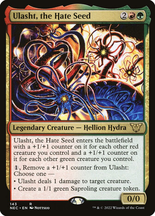 This Is An Image Of The Magic The Gathering Card Ulasht, the Hate Seed From The Set Double Masters 2022 - Designed By Artist Nottsuo