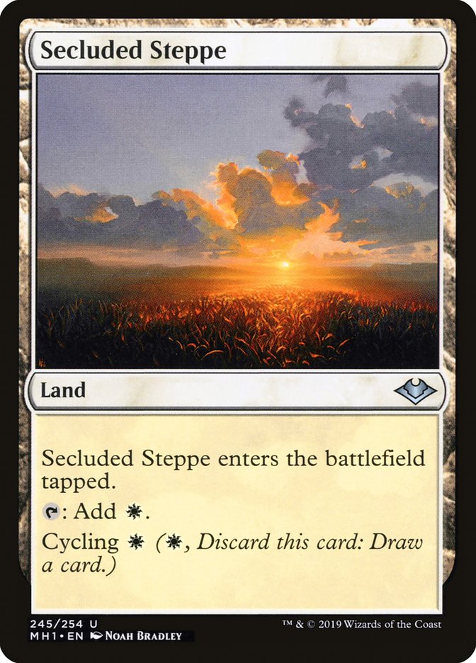 This Is An Image Of The Magic The Gathering Card Secluded Steppe From The Set Murders at Karlov Manor Commander - Designed By Artist Heather Hudson