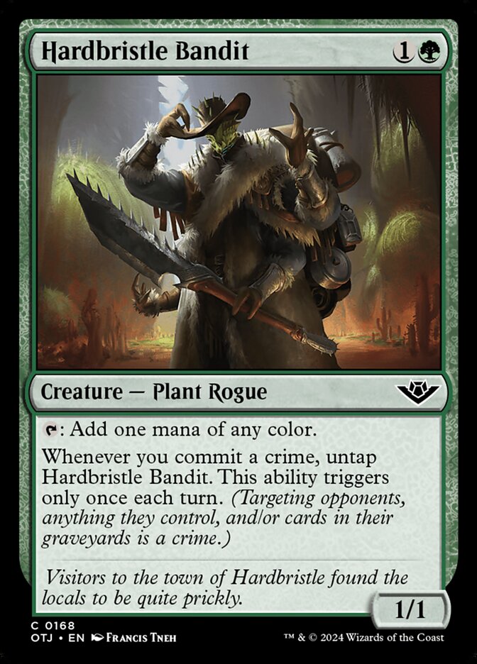 This Is An Image Of The Magic The Gathering Card Hardbristle Bandit From The Set Outlaws of Thunder Junction - Designed By Artist Francis Tneh