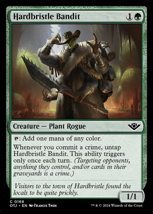 This Is An Image Of The Magic The Gathering Card Hardbristle Bandit From The Set Outlaws of Thunder Junction - Designed By Artist Francis Tneh