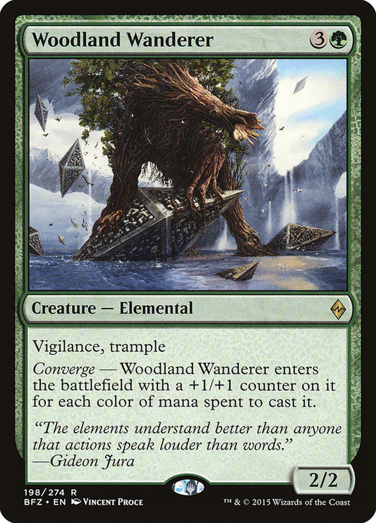 This Is An Image Of The Magic The Gathering Card Woodland Wanderer From The Set Battle for Zendikar - Designed By Artist Vincent Proce