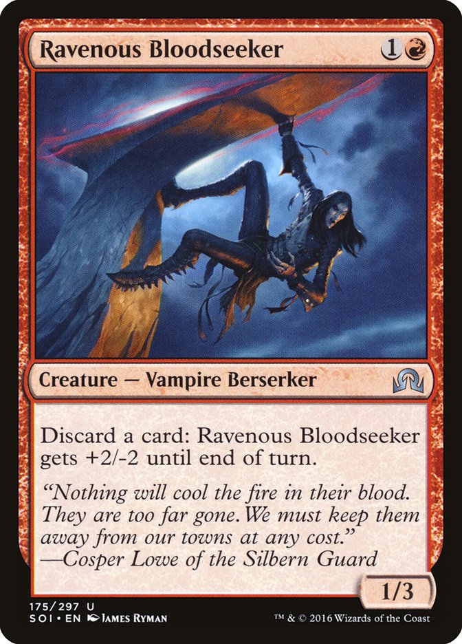 This Is An Image Of The Magic The Gathering Card Ravenous Bloodseeker From The Set Shadows over Innistrad - Designed By Artist James Ryman