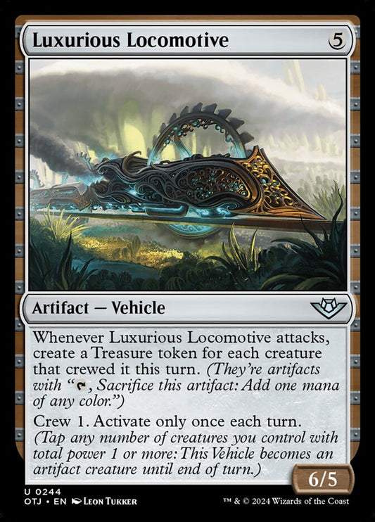 This Is An Image Of The Magic The Gathering Card Luxurious Locomotive From The Set Outlaws of Thunder Junction - Designed By Artist Leon Tukker