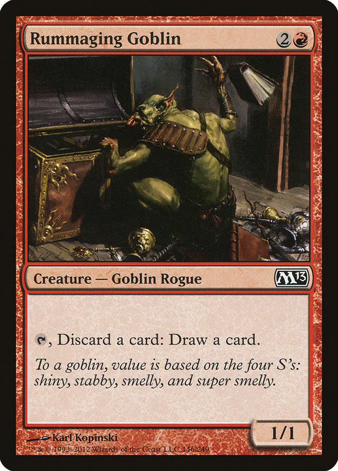 This Is An Image Of The Magic The Gathering Card Rummaging Goblin From The Set Commander Legends - Designed By Artist Karl Kopinski