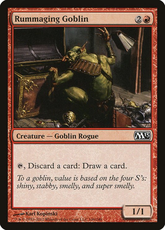 This Is An Image Of The Magic The Gathering Card Rummaging Goblin From The Set Commander Legends - Designed By Artist Karl Kopinski