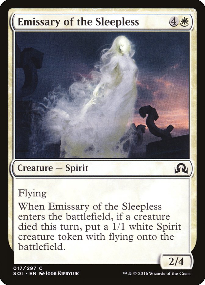 This Is An Image Of The Magic The Gathering Card Emissary of the Sleepless From The Set Shadows over Innistrad - Designed By Artist Igor Kieryluk