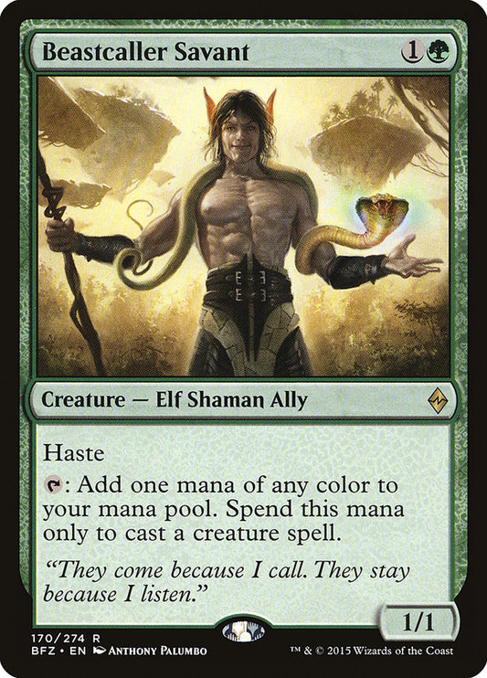 This Is An Image Of The Magic The Gathering Card Beastcaller Savant From The Set Battle for Zendikar - Designed By Artist Anthony Palumbo