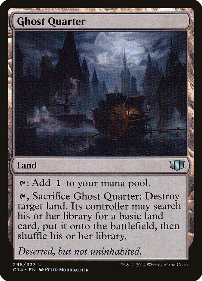 This Is An Image Of The Magic The Gathering Card Ghost Quarter From The Set Commander Anthology Volume II - Designed By Artist Peter Mohrbacher