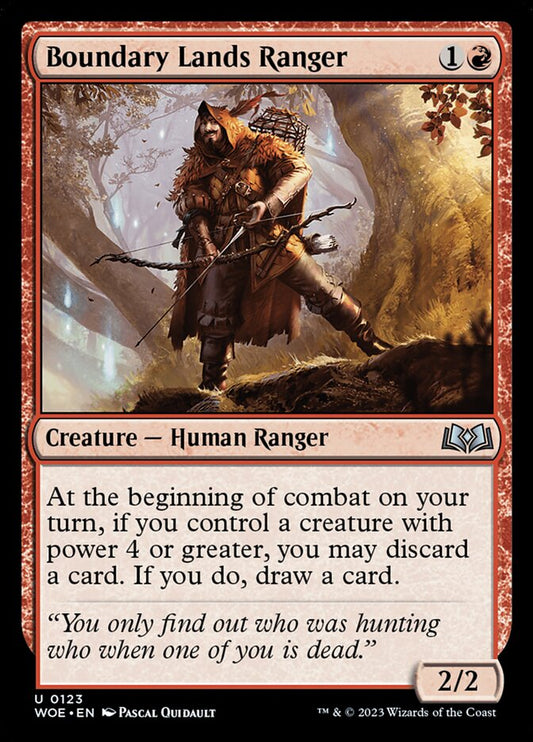 This Is An Image Of The Magic The Gathering Card Boundary Lands Ranger From The Set Wilds of Eldraine - Designed By Artist Pascal Quidault