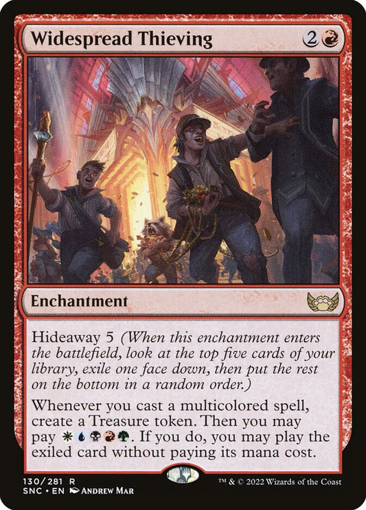 This Is An Image Of The Magic The Gathering Card Widespread Thieving From The Set Streets of New Capenna - Designed By Artist Andrew Mar