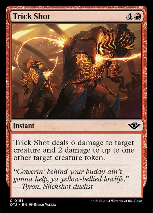 This Is An Image Of The Magic The Gathering Card Trick Shot From The Set Outlaws of Thunder Junction - Designed By Artist Brian Valeza
