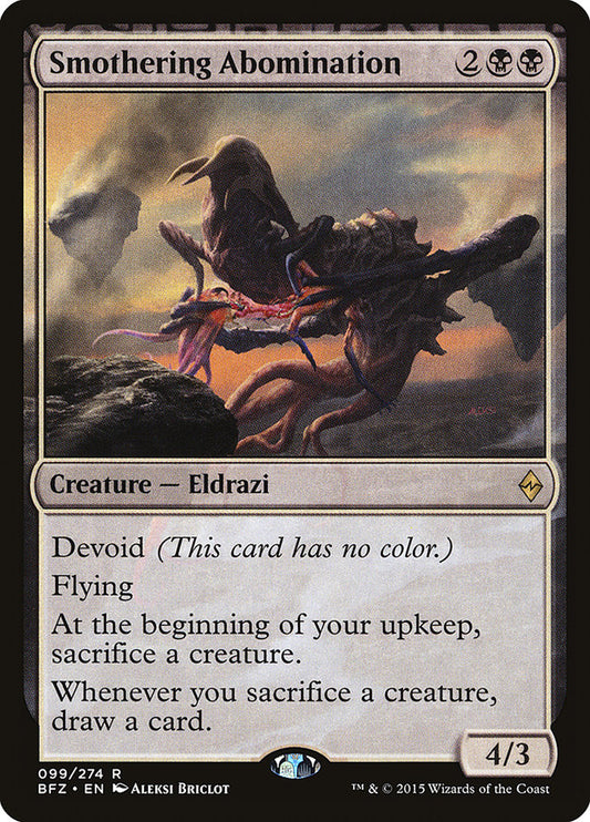 This Is An Image Of The Magic The Gathering Card Smothering Abomination From The Set Battle for Zendikar - Designed By Artist Aleksi Briclot