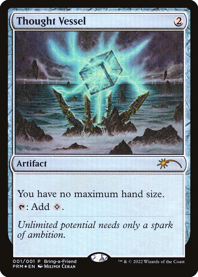This Is An Image Of The Magic The Gathering Card Thought Vessel From The Set Duskmourn: House of Horror Commander - Designed By Artist rk post