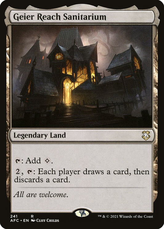 This Is An Image Of The Magic The Gathering Card Geier Reach Sanitarium From The Set The Lost Caverns of Ixalan Commander - Designed By Artist Cliff Childs