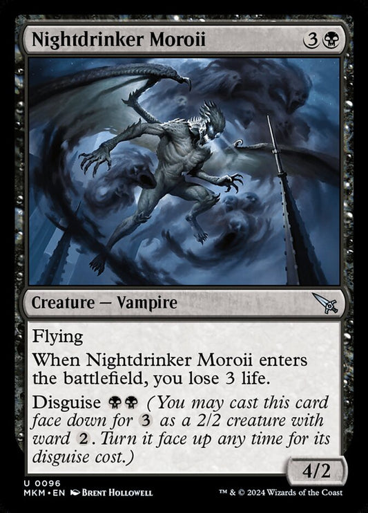 This Is An Image Of The Magic The Gathering Card Nightdrinker Moroii From The Set Murders at Karlov Manor - Designed By Artist Brent Hollowell