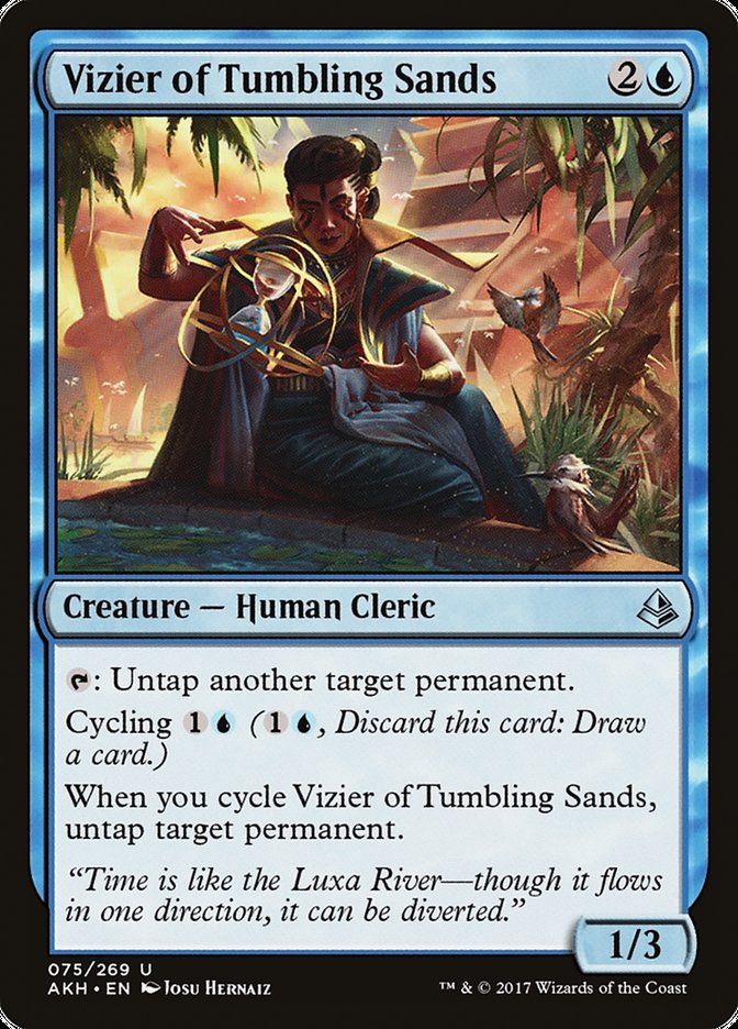 This Is An Image Of The Magic The Gathering Card Vizier of Tumbling Sands From The Set Commander Masters - Designed By Artist Josu Hernaiz