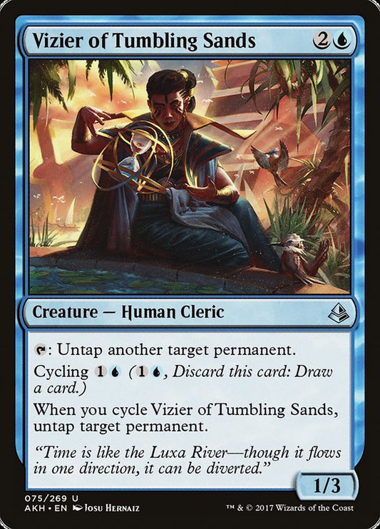 This Is An Image Of The Magic The Gathering Card Vizier of Tumbling Sands From The Set Commander Masters - Designed By Artist Josu Hernaiz