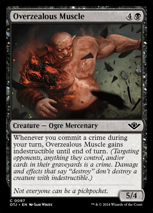 This Is An Image Of The Magic The Gathering Card Overzealous Muscle From The Set Outlaws of Thunder Junction - Designed By Artist Sam White