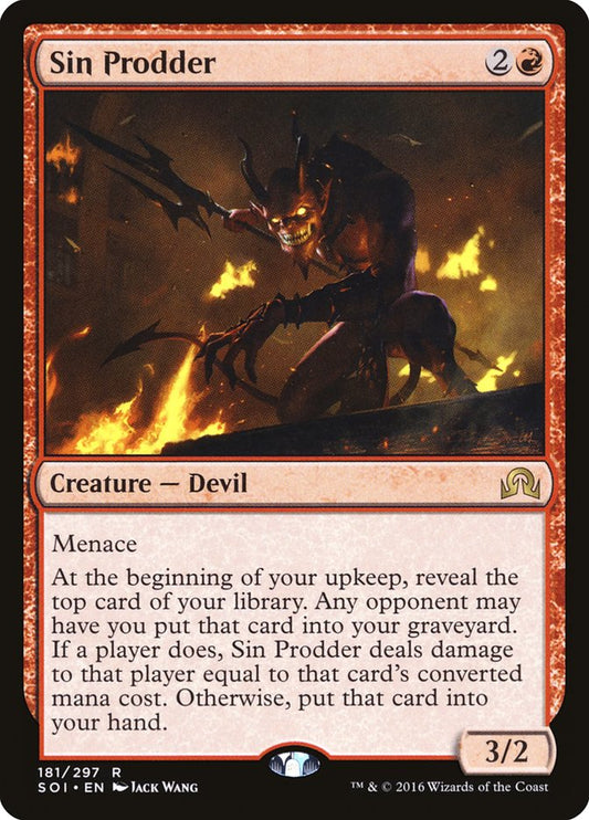 This Is An Image Of The Magic The Gathering Card Sin Prodder From The Set Jumpstart - Designed By Artist Jack Wang