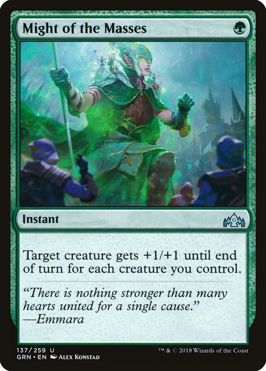 This Is An Image Of The Magic The Gathering Card Might of the Masses From The Set Double Masters - Designed By Artist Johann Bodin