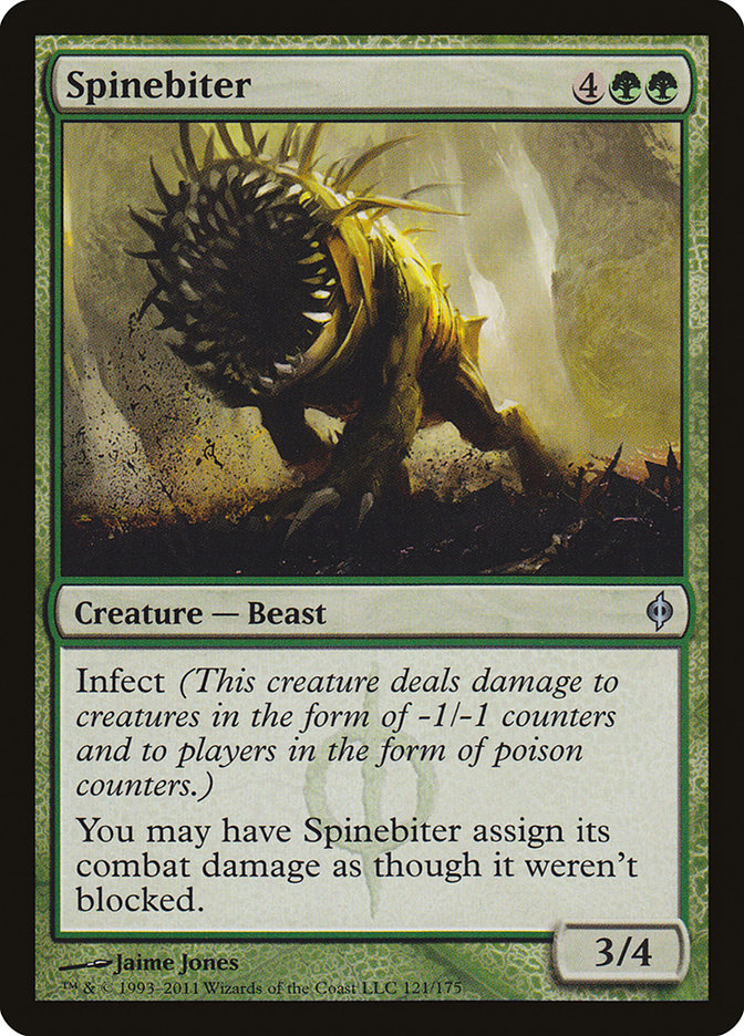 This Is An Image Of The Magic The Gathering Card Spinebiter From The Set New Phyrexia - Designed By Artist Jaime Jones