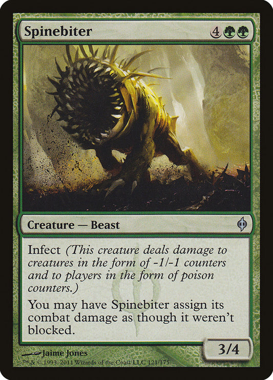 This Is An Image Of The Magic The Gathering Card Spinebiter From The Set New Phyrexia - Designed By Artist Jaime Jones