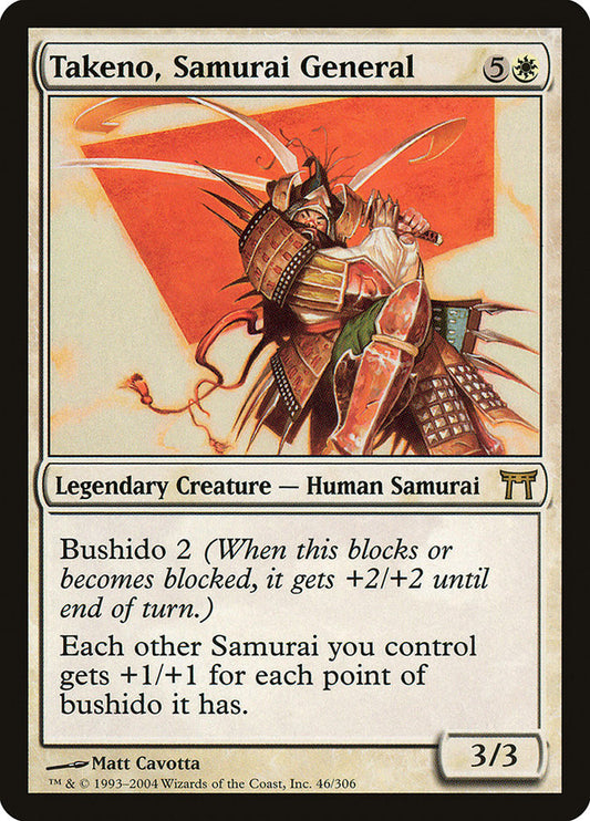 This Is An Image Of The Magic The Gathering Card Takeno, Samurai General From The Set Champions of Kamigawa - Designed By Artist Matt Cavotta