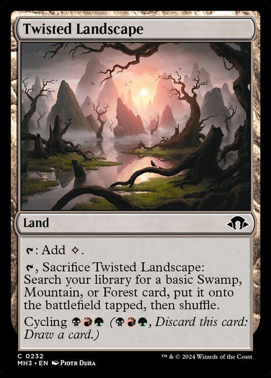 This Is An Image Of The Magic The Gathering Card Twisted Landscape From The Set Modern Horizons 3 - Designed By Artist Piotr Dura