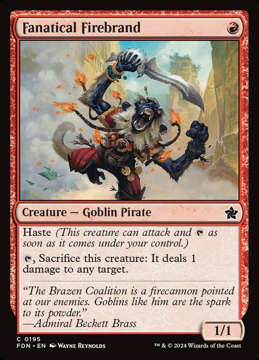 This Is An Image Of The Magic The Gathering Card Fanatical Firebrand From The Set Foundations - Designed By Artist Wayne Reynolds