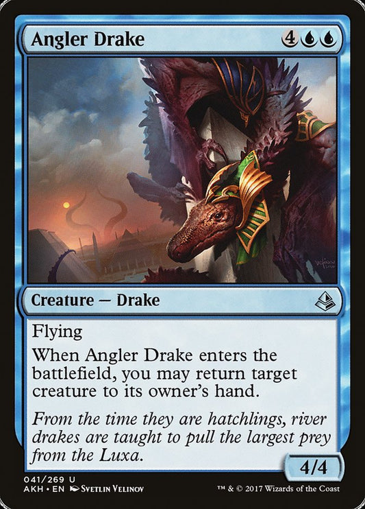 This Is An Image Of The Magic The Gathering Card Angler Drake From The Set Amonkhet - Designed By Artist Svetlin Velinov
