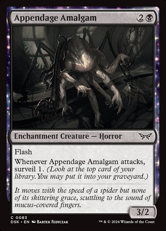 This Is An Image Of The Magic The Gathering Card Appendage Amalgam From The Set Duskmourn: House of Horror - Designed By Artist Bartek Fedyczak
