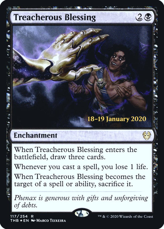 This Is An Image Of The Magic The Gathering Card Treacherous Blessing From The Set Theros Beyond Death - Designed By Artist Marco Teixeira