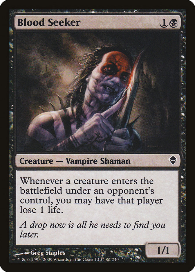 This Is An Image Of The Magic The Gathering Card Blood Seeker From The Set Duskmourn: House of Horror Commander - Designed By Artist David Astruga