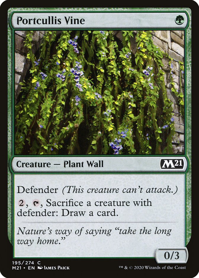 This Is An Image Of The Magic The Gathering Card Portcullis Vine From The Set Core Set 2021 - Designed By Artist James Paick