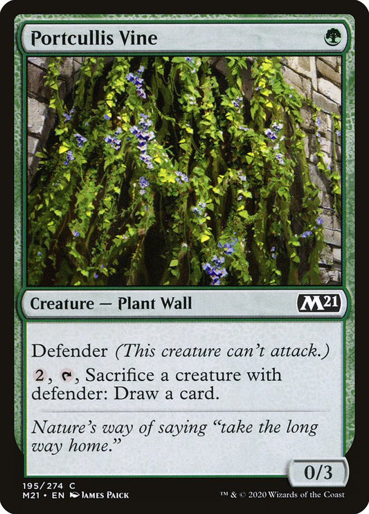 This Is An Image Of The Magic The Gathering Card Portcullis Vine From The Set Core Set 2021 - Designed By Artist James Paick