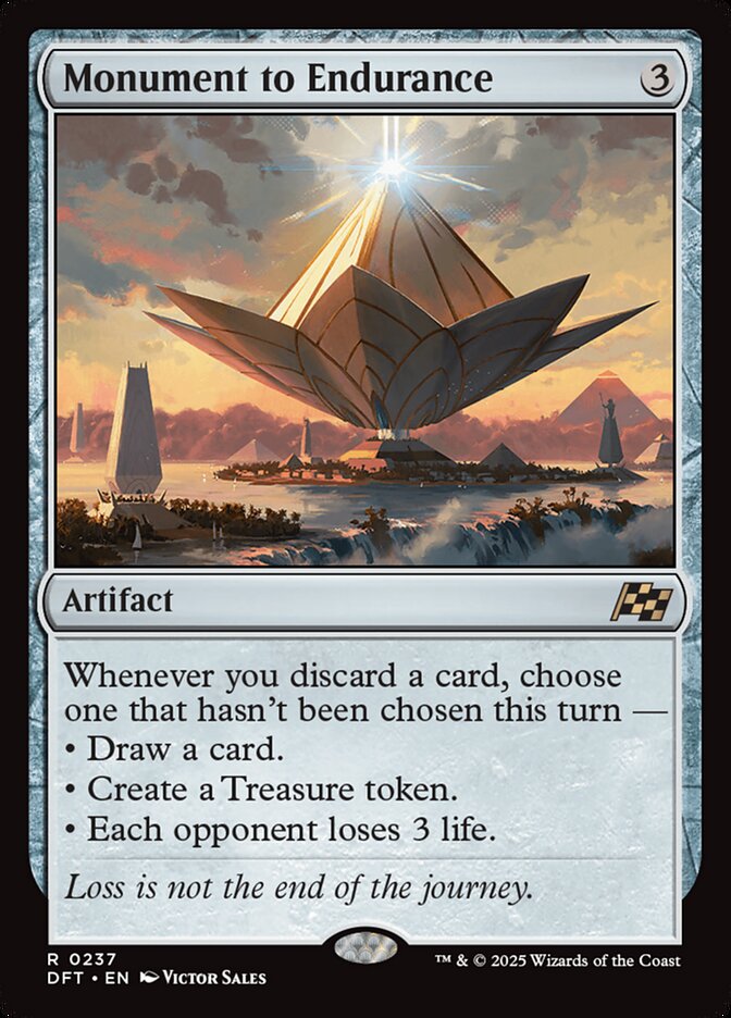 This Is An Image Of The Magic The Gathering Card Monument to Endurance From The Set Aetherdrift - Designed By Artist Victor Sales