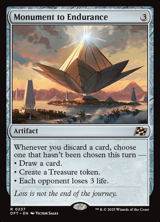 This Is An Image Of The Magic The Gathering Card Monument to Endurance From The Set Aetherdrift - Designed By Artist Victor Sales